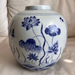 Blue and White Floral Ceramic Vase
